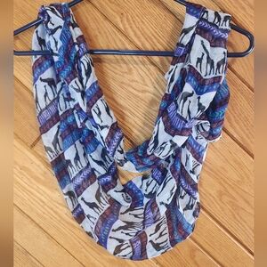 Black and White giraffe print with colorful Aztec patterned Infinity scarf